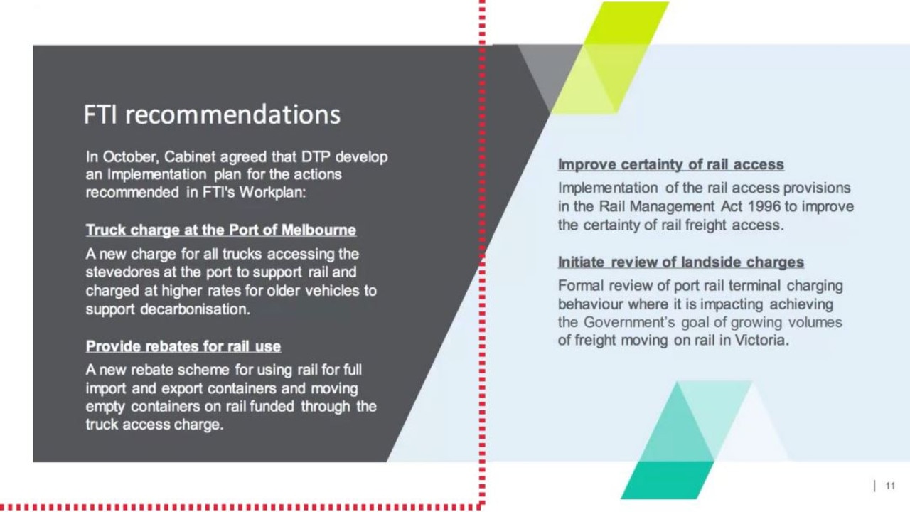 Department of Transport and Planing briefing document - extract