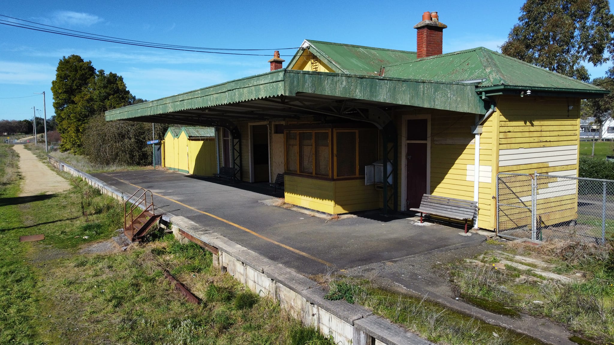 Aerial shots of the abandoned Nyora Railway Station