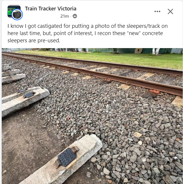 Why is V/Line installing used concrete sleepers on the regional network?