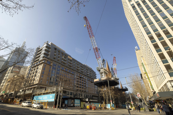 The site of the Town Hall station and the neighbouring Westin Hotel this month.