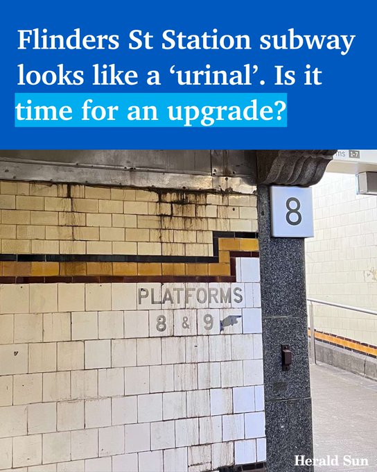 Flinders St Station subway looks like a ‘urinal’