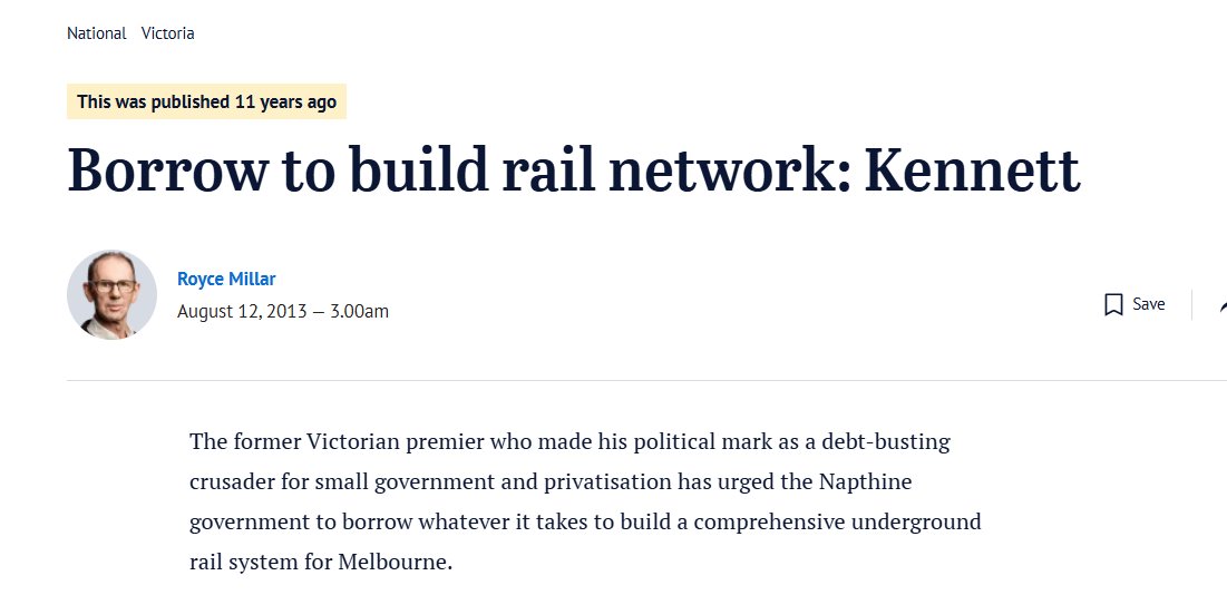 Jeff Kennett says borrow big for Melbourne’s underground rail loop