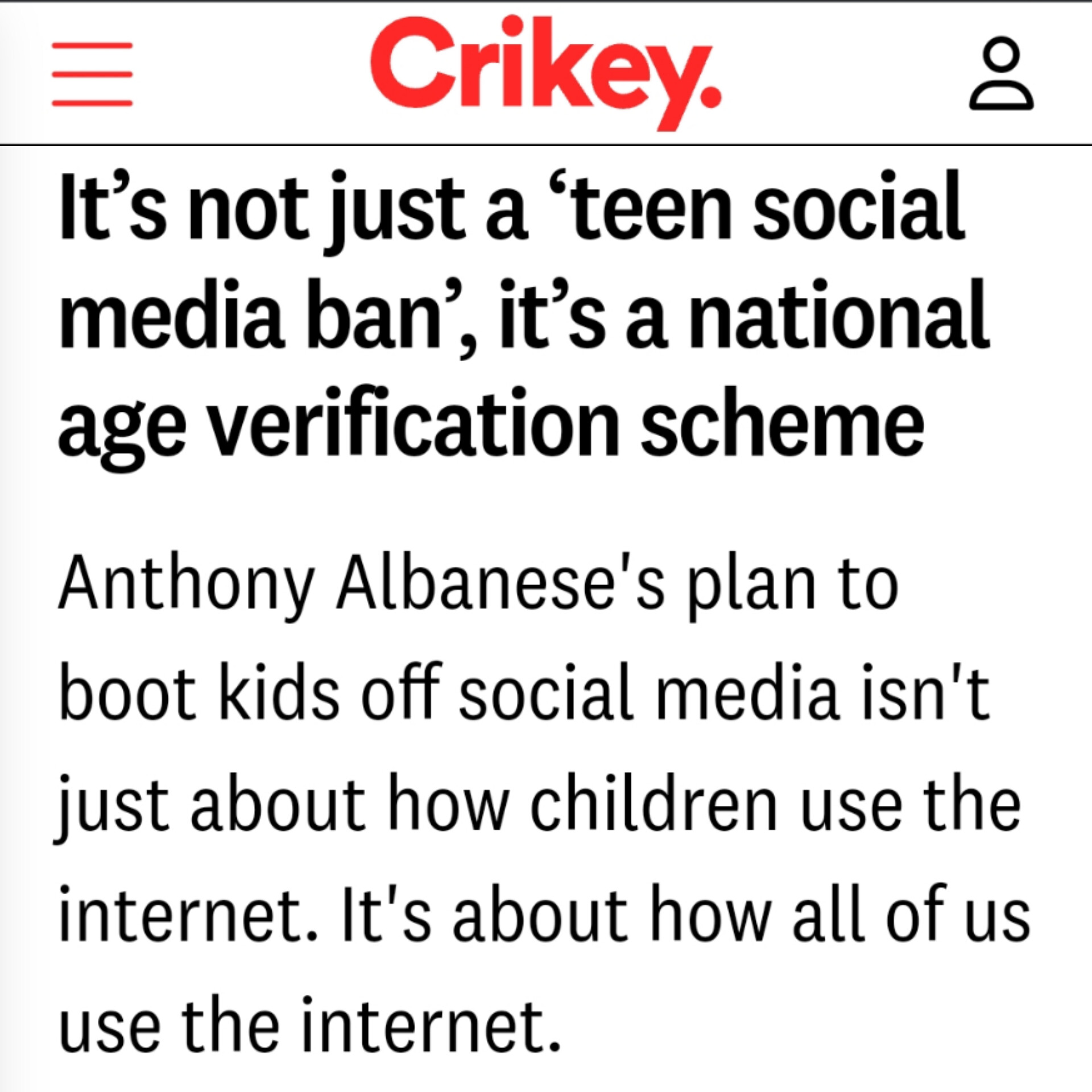 Teen Social Media Ban is a Trojan Horse for id  checks for all Social Media use