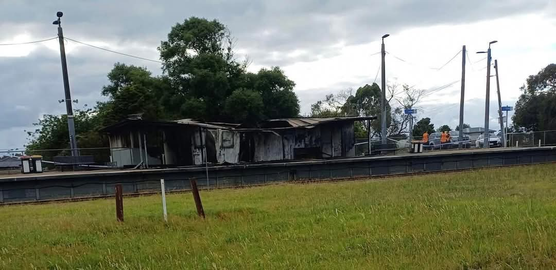 Hastings Railway Station burns down