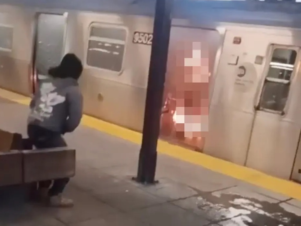 Horrific video shows suspect watching woman burn to death on train after he allegedly set her on fire